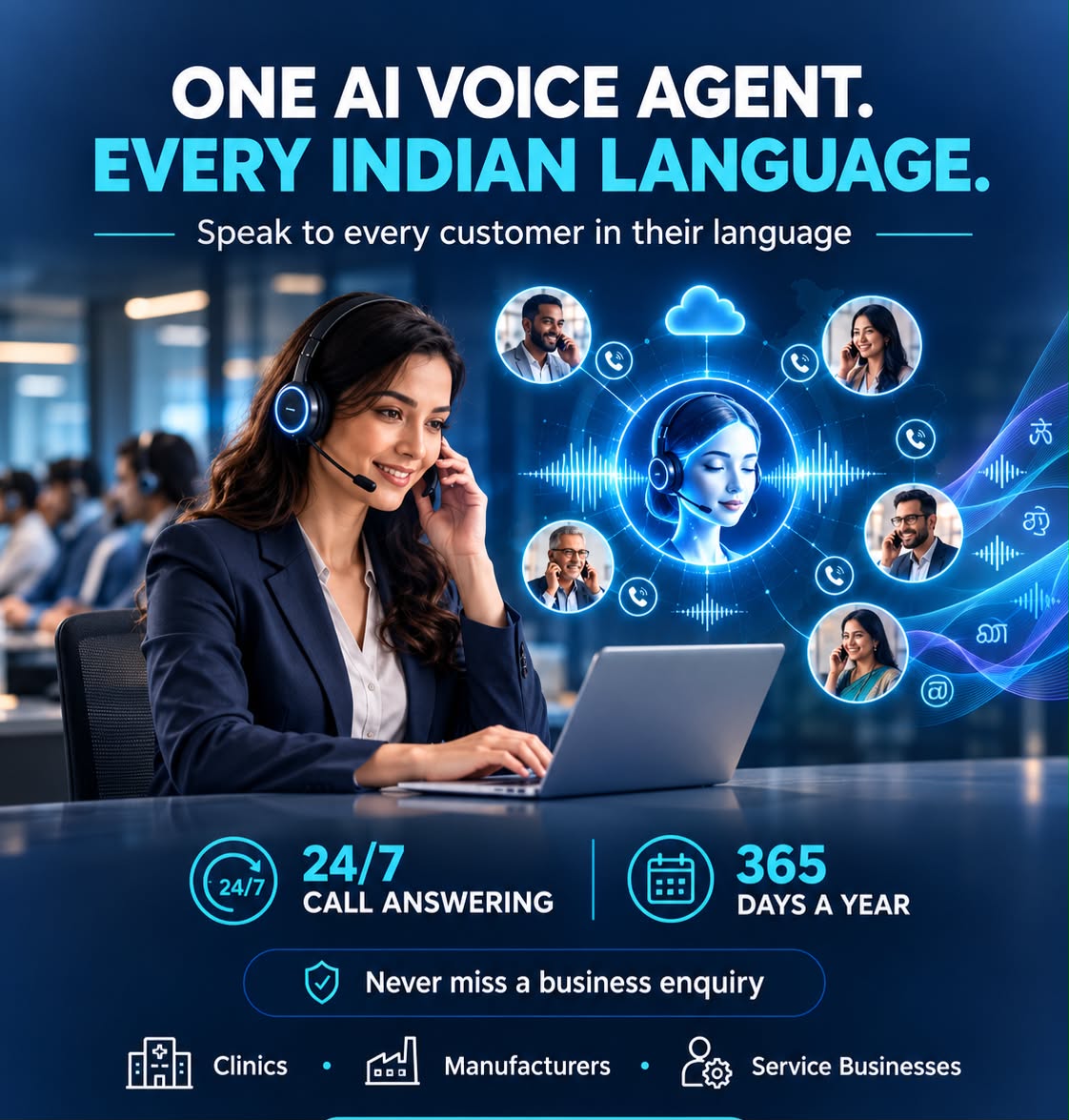 RIDGELINE AI Voice Agent — one AI voice agent for every Indian language, 24/7 call answering